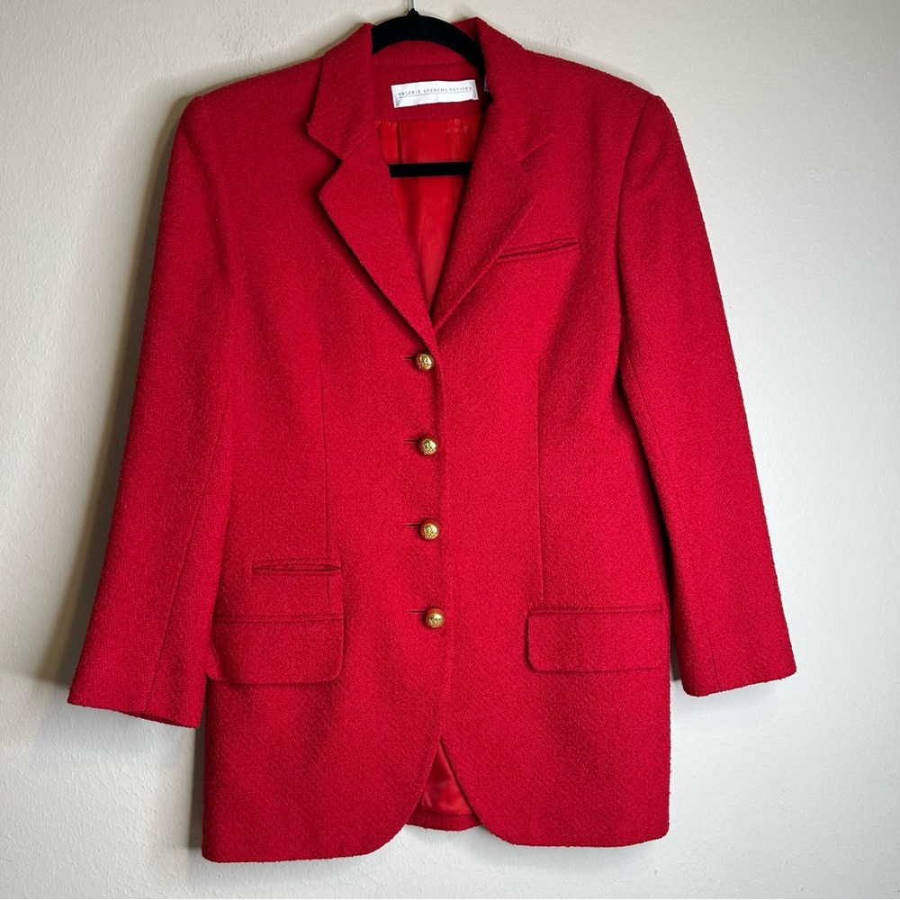Vintage Old Money Valerie Stevens Petites‎ red Wool/Nylon blazer jacket Size 6P